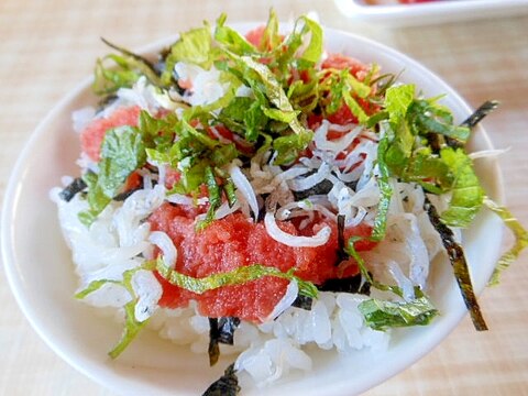 1人ランチに～明太子&しらす丼